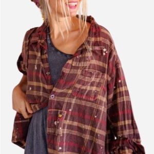 Magnolia Pearl Plaid Button Down Shirt - Red and Brown